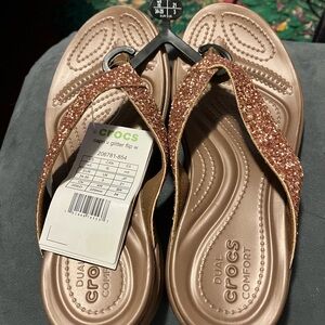Crocs Capri V Glitter Flip W - Rose Gold Glitter